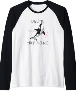 Music and Orcas Musician Whale Ocean Raglan Baseball Tee