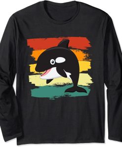 Cartoon Orca Whale I Orca Art I Orca Whale I Kids Orca Long Sleeve T-Shirt
