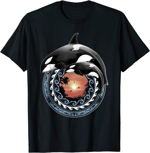 Cute Orca Whales Hawaiian Polynesian Orcas T-Shirt