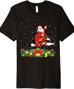 Orca Fish Lover Xmas Funny Santa Riding Orca Christmas Premium T-Shirt