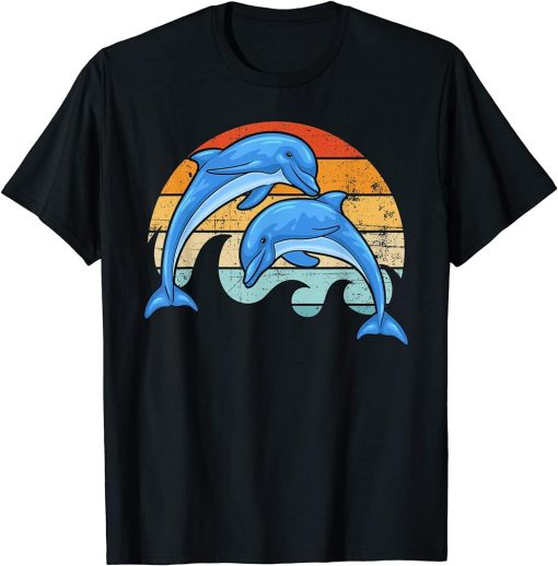 Retro Dolphin Tshirt, Dolphin Art Tee, Retro Dolphin Lover T-Shirt