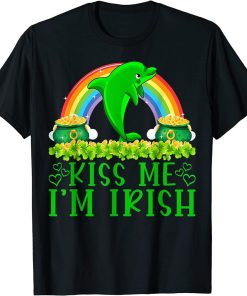 Funny Rainbow Dolphin Patrick"s, Kiss Me I"m Irish Orca Fish T-Shirt