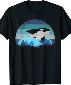 Retro Killer Whale Sea Waves Ocean Animal Aquarist Gift Orca T-Shirt